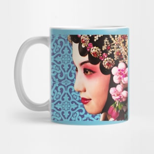 Chinese Opera Star Blue with Purple Tile Floor Pattern- Hong Kong Retro Mug